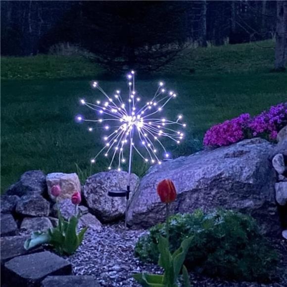 Solar Firework Lights, 2 Pack 120 LEDs 2 Lighting Modes Outdoor Waterproof - Picture 2 of 6